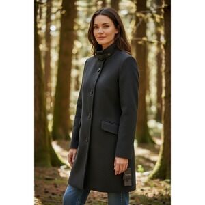 Lauren Ralph Lauren Women Military Green Wool Blend Button Front Coat Size 10‎